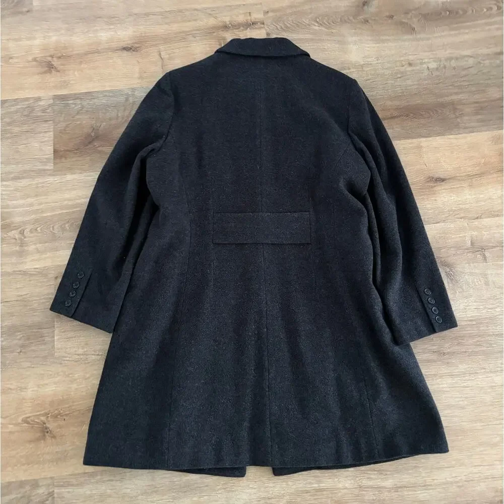 Vintage DONNYBROOK Wool Single Breasted Coat Women’s Size 18 Black Long Overcoat